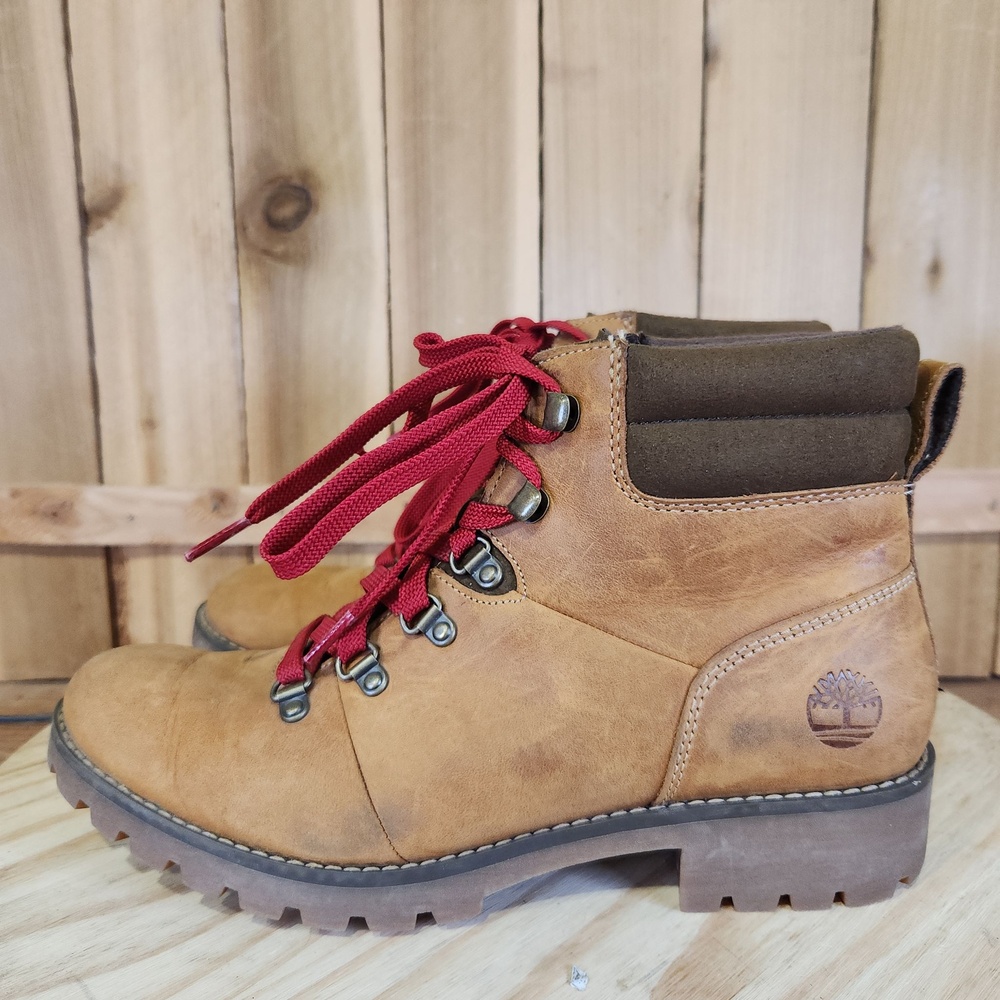 Timberland Ellendale Mid Boots Womens 8.5 Brown Nubuck Combat Hiking Lace Up